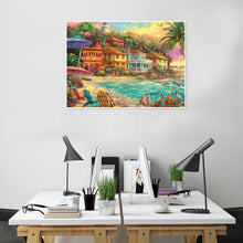 Charger l'image dans la galerie, Coucher de soleil bord de mer - diamant rond complet - 30x40cm