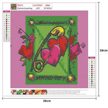 Charger l'image dans la galerie, Coeur d’amour - peinture en diamant complet - 30x30cm