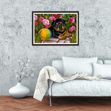 Charger l'image dans la galerie, Chien de fleur - peinture complète de diamant - 30x40cm