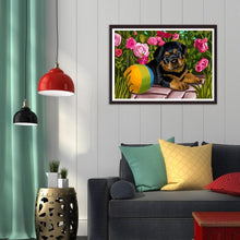 Charger l'image dans la galerie, Chien de fleur - peinture complète de diamant - 30x40cm
