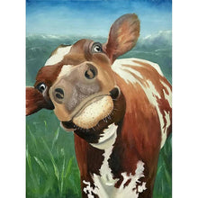 Charger l'image dans la galerie, Vache drôle - peinture en diamant complet - 30x40cm