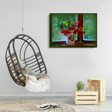 Charger l'image dans la galerie, Mur de fleurs rouges - peinture complète de diamant - 30x40cm