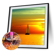 Charger l'image dans la galerie, Bateau de coucher du soleil de mer - peinture complète de diamant - 30x30cm