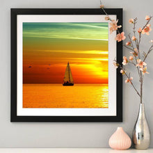 Charger l'image dans la galerie, Bateau de coucher du soleil de mer - peinture complète de diamant - 30x30cm