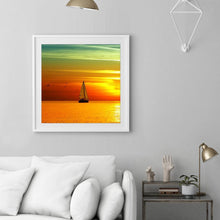 Charger l'image dans la galerie, Bateau de coucher du soleil de mer - peinture complète de diamant - 30x30cm