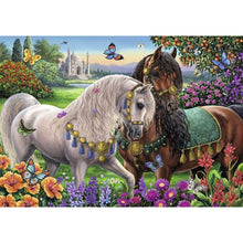 Charger l'image dans la galerie, Chevaux de jardin - peinture en diamant complet - 40x30cm