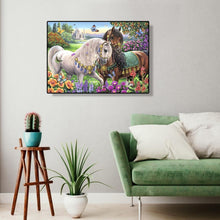Charger l'image dans la galerie, Chevaux de jardin - peinture en diamant complet - 40x30cm