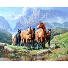 Charger l'image dans la galerie, Chevaux de randonnée - peinture en diamant complet - 40x30cm