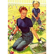 Charger l'image dans la galerie, Femmes de jardin et fille - peinture complète de diamant - 30x40cm