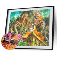 Charger l'image dans la galerie, Tigres de fleurs - peinture en diamant complet - 30x40cm