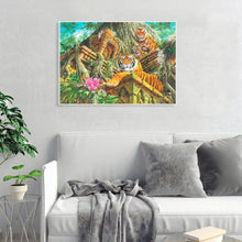 Charger l'image dans la galerie, Tigres de fleurs - peinture en diamant complet - 30x40cm