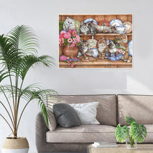 Charger l'image dans la galerie, Chat de plat de fleur - peinture complète de diamant - 30x40cm