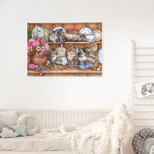 Charger l'image dans la galerie, Chat de plat de fleur - peinture complète de diamant - 30x40cm