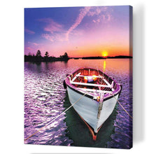 Charger l'image dans la galerie, Bateau de coucher du soleil - peinture complète de diamant - 30x40cm