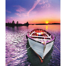 Charger l'image dans la galerie, Bateau de coucher du soleil - peinture complète de diamant - 30x40cm