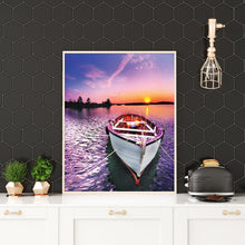 Charger l'image dans la galerie, Bateau de coucher du soleil - peinture complète de diamant - 30x40cm