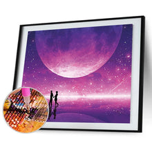 Charger l'image dans la galerie, Amoureux de la lune - peinture pleine ronde de diamant - 40x30cm