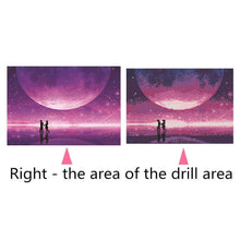 Charger l'image dans la galerie, Amoureux de la lune - peinture pleine ronde de diamant - 40x30cm