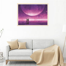 Charger l'image dans la galerie, Amoureux de la lune - peinture pleine ronde de diamant - 40x30cm
