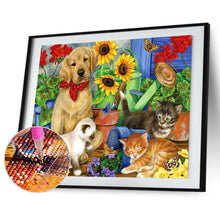 Charger l'image dans la galerie, Chat et chien - diamant rond complet - 30x40cm