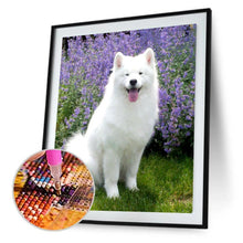 Charger l'image dans la galerie, Chien blanc - diamant rond complet - 30x40cm