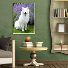 Charger l'image dans la galerie, Chien blanc - diamant rond complet - 30x40cm