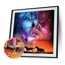 Charger l'image dans la galerie, Deux loups - diamant rond complet - 40x40cm
