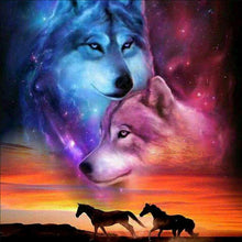 Charger l'image dans la galerie, Deux loups - diamant rond complet - 40x40cm