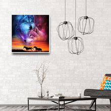 Charger l'image dans la galerie, Deux loups - diamant rond complet - 40x40cm