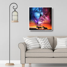 Charger l'image dans la galerie, Deux loups - diamant rond complet - 40x40cm
