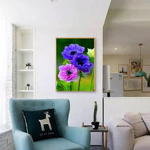 Charger l'image dans la galerie, Croix de fleur - diamant rond complet - 30x40cm