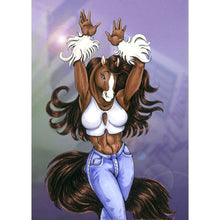 Charger l'image dans la galerie, Fille de cheval - diamant rond complet - 30x40cm