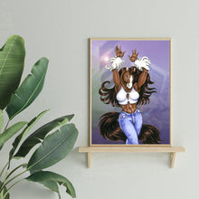 Charger l'image dans la galerie, Fille de cheval - diamant rond complet - 30x40cm