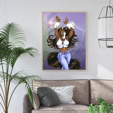 Charger l'image dans la galerie, Fille de cheval - diamant rond complet - 30x40cm