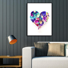 Charger l'image dans la galerie, Coeur de fleur - diamant rond complet - 30x40cm