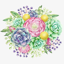Charger l'image dans la galerie, Plante succulente - diamant rond complet - 30x30cm