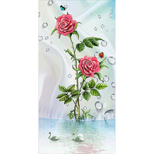 Charger l'image dans la galerie, Fleur et cygnes - peinture complète de diamant - 85x45cm