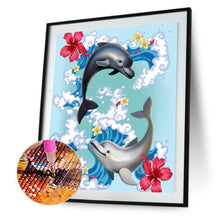 Charger l'image dans la galerie, Ensembles de dauphins - diamant rond complet - 30x40cm