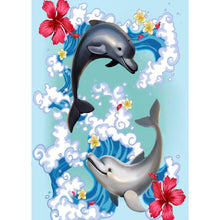 Charger l'image dans la galerie, Ensembles de dauphins - diamant rond complet - 30x40cm