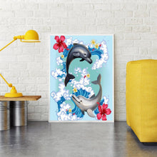 Charger l'image dans la galerie, Ensembles de dauphins - diamant rond complet - 30x40cm
