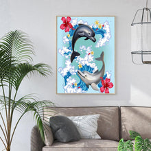 Charger l'image dans la galerie, Ensembles de dauphins - diamant rond complet - 30x40cm