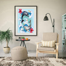 Charger l'image dans la galerie, Ensembles de dauphins - diamant rond complet - 30x40cm