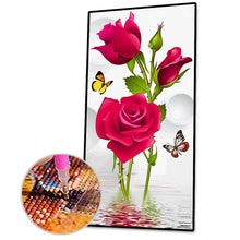Charger l'image dans la galerie, Papillons roses - diamant rond complet - 45x85cm