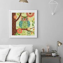 Charger l'image dans la galerie, Hibou d’animal - diamant rond complet - 30x30cm