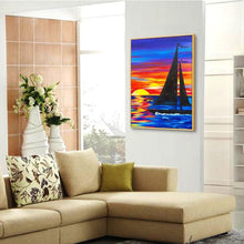 Charger l'image dans la galerie, Voilier - diamant rond complet - 30x40cm