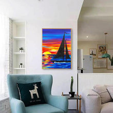 Charger l'image dans la galerie, Voilier - diamant rond complet - 30x40cm