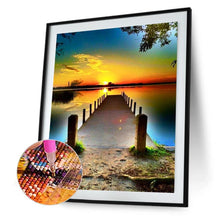 Charger l'image dans la galerie, Pont de coucher du soleil - diamant rond complet - 30x40cm
