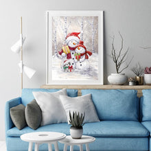 Charger l'image dans la galerie, Bonhomme de neige - diamant rond complet - 30x40cm