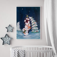 Charger l'image dans la galerie, Bonhomme de neige - diamant rond complet - 30x40cm