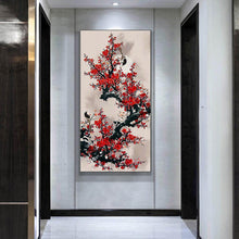 Charger l'image dans la galerie, Oiseau sur la branche - diamant rond complet - 40x90cm